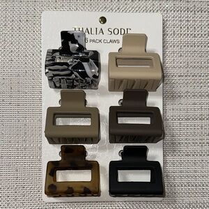 Thalia Sodi 6 hair claw clips shades of brown black neutral colors